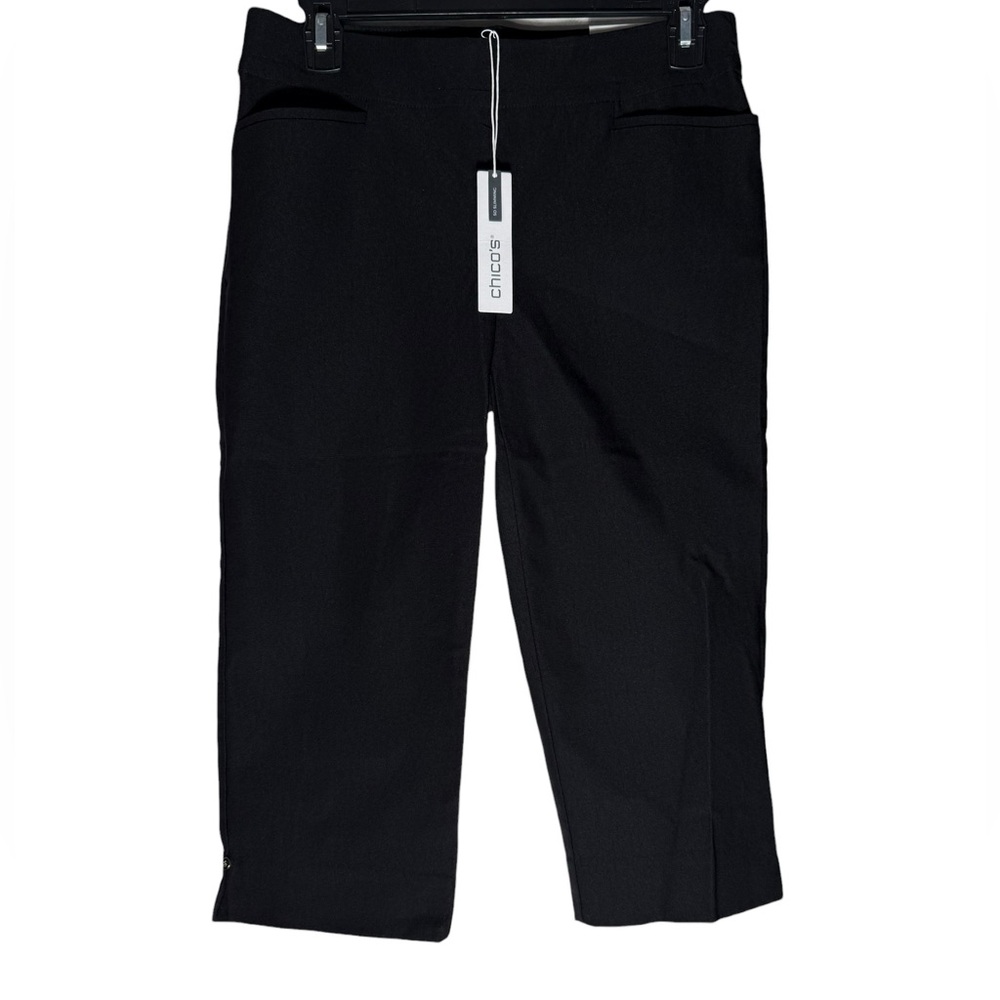 Chicos So Slimming Brigitte Black Crop Rivet Capri Pants Womens size 2 XS NWT